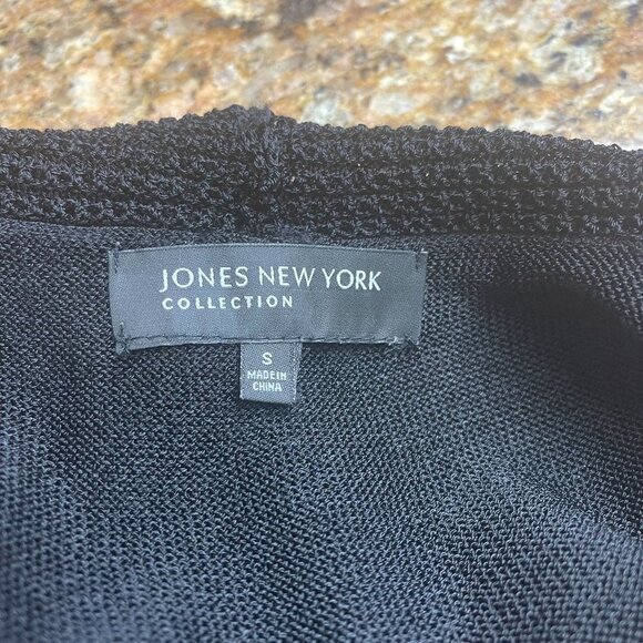 Jones New York Collection Women Black Knit Top Sleeveless Drape Neck Size Small - Picture 6 of 8